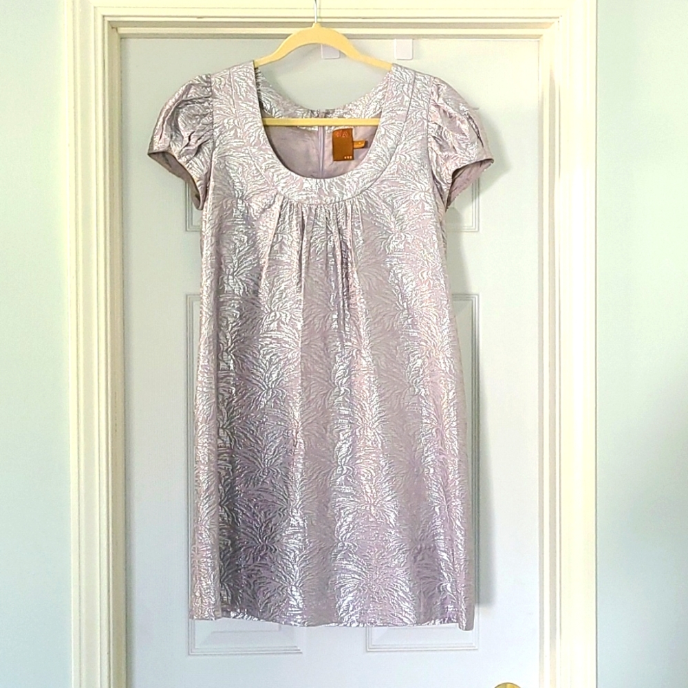 Silver Jacquard Holiday Mini Dress SIZE 6